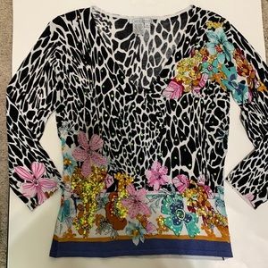 Light Weight, V-neck Sweater with Lots of Sparkle (beaded and sequined)